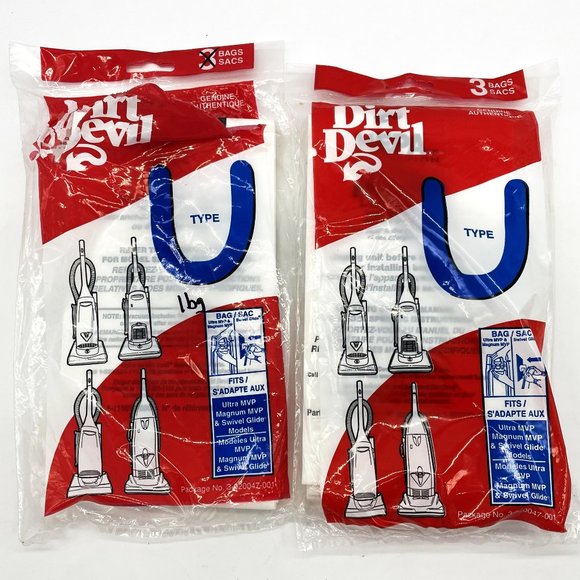 4 Dirt Devil Type U Upright Vacuum Cleaner Refill Bags-Ultra & Magnum-Free Belt - Picture 1 of 5